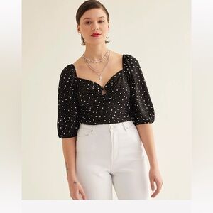 Reitmans Short-Balloon-Sleeve Top with Sweetheart Neckline